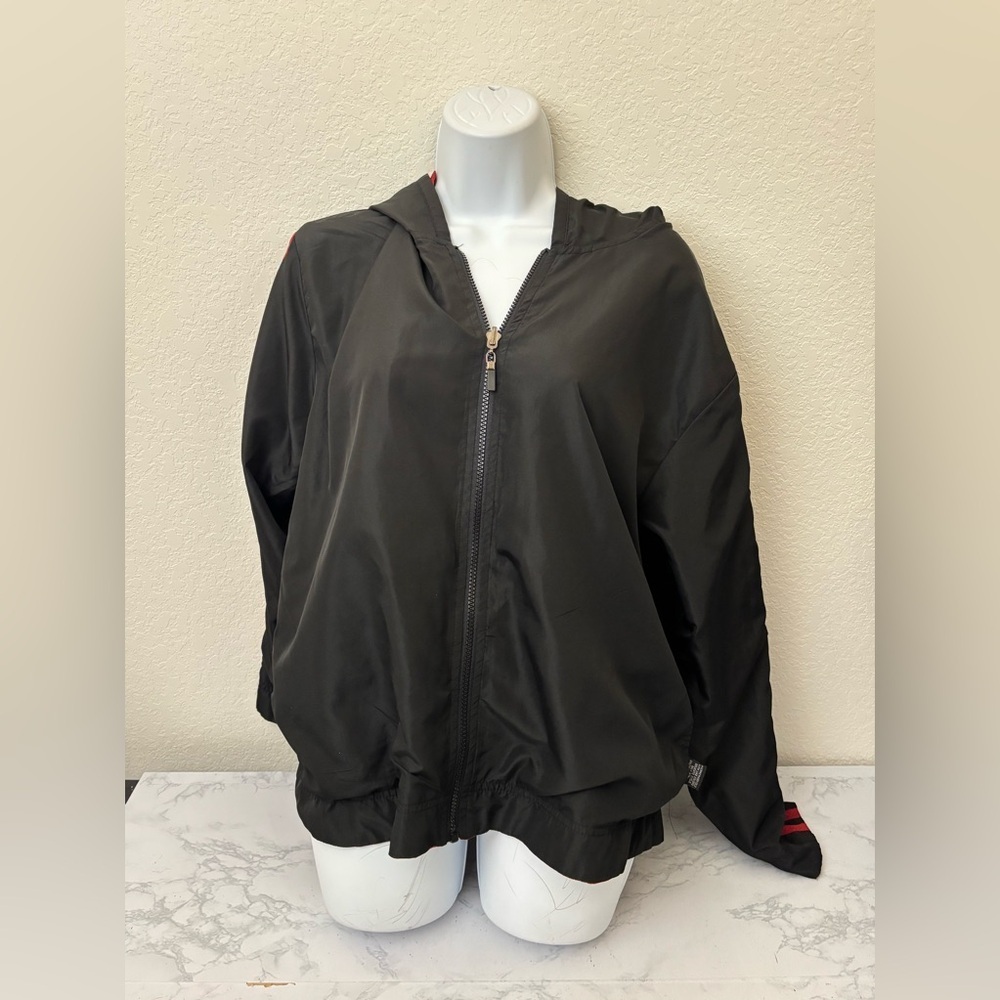 VTG Windbreaker Track Suit Top Womens XL Red Black Reversible Full Zip - Picture 6 of 7